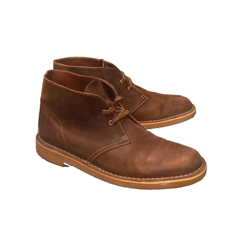 Clarks Bushacre 3 Desert Chukka Beeswax Leather Comfort Boots Mens 12 M Brown